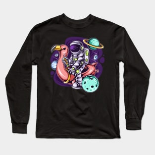 Astronaut sitting flamingo space Long Sleeve T-Shirt